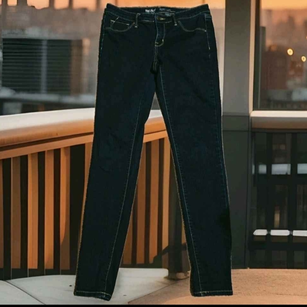 Mossimo Jeans Y2k Denim Faux Front Pockets Ultra Low Rise Skinny Dark Wash 8/29
